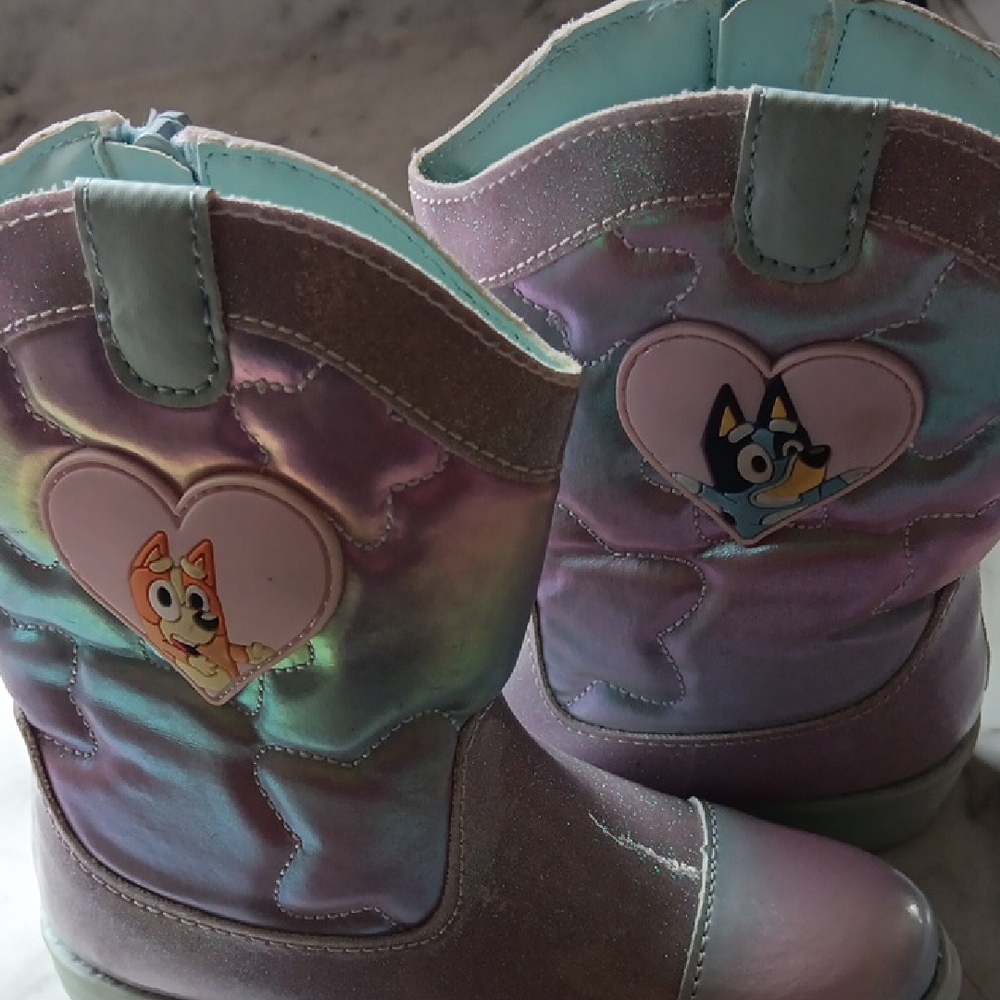 Kids' Iridescent Cowboy Boots with Heart Patches